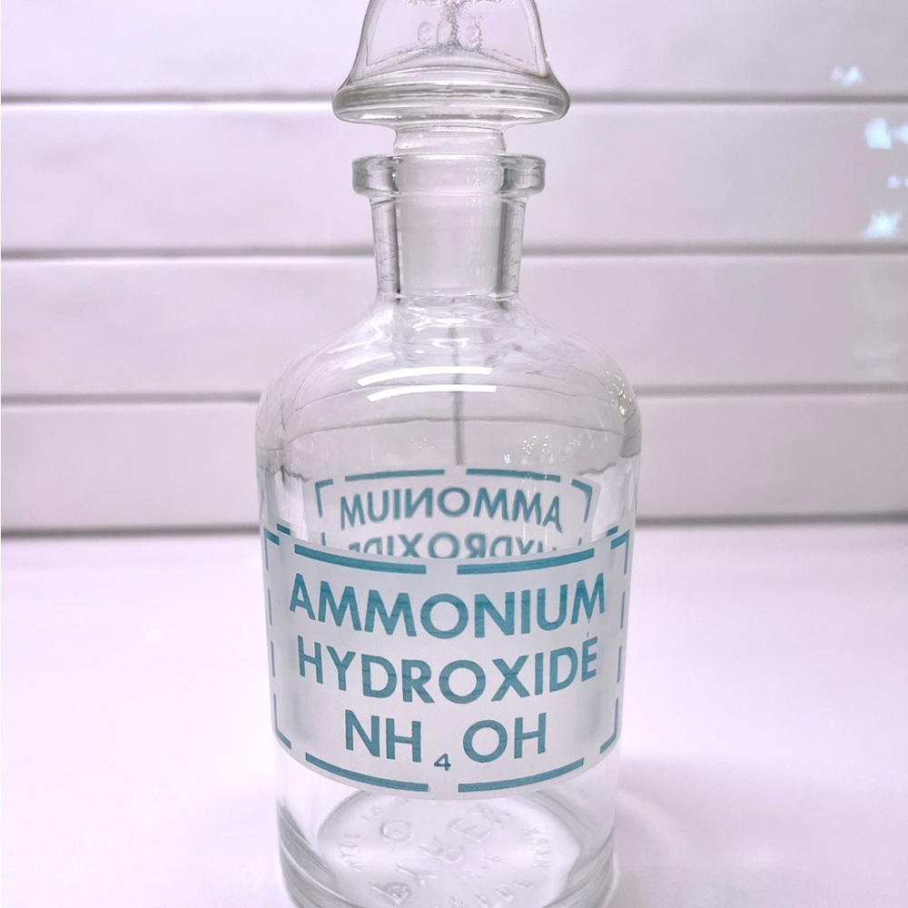 Vintage Ammonium Hydroxide Pyrex Bottle / Stamped / Apothecary / Pharmaceutical